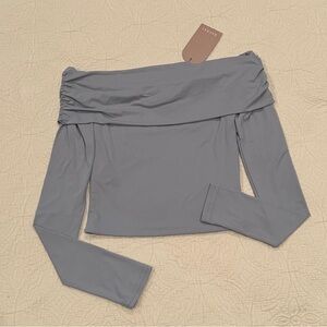 MESHKI blue off the shoulder top NWT